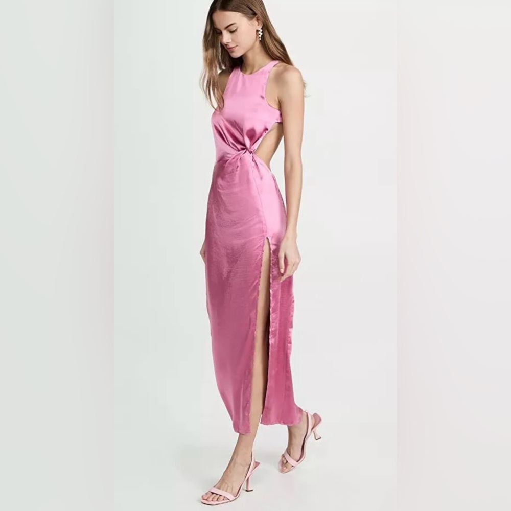 For Love & Lemons Talia’s Maxi Pink Satin Dress